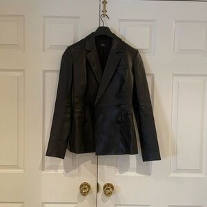 Theory Black Lamb Leather Blazer